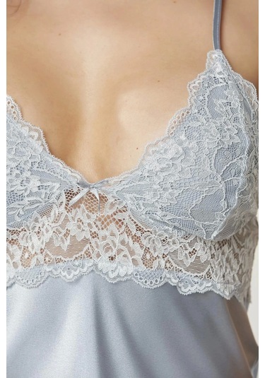 Pierre Cardin Saten Dantelli Gecelik 890 - Mist