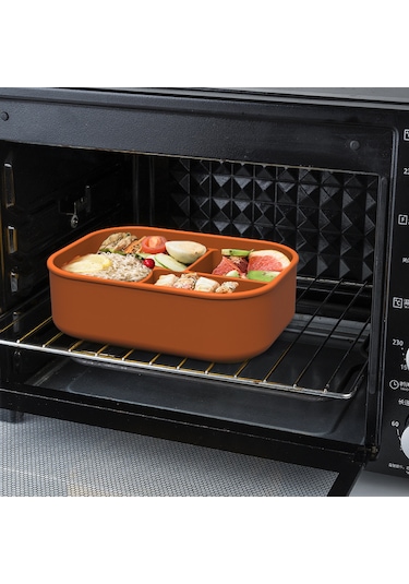 Gıda Sınıfı Silikon Öğle Yemeği Kutusu-koyu Turuncu