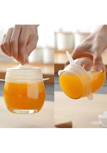 Tazeliğini Koruyan 6 Boy Silikon Streç Saklama Kabı Kapağı