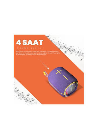 Moodix Kı23ksv6 Bluetooth Hoparlör Mor 10w Ipx6 Suya Dayanıklı