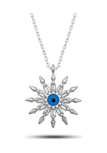 Kenpazar Gümüş Koruyucu Göz Güneş Kadın Kolye Çok Renkli
