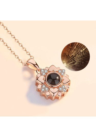 Ehediye Chavin 100 Dilde Seni Seviyorum Projeksiyon Kalp Kolye Ed07Rs Gümüş