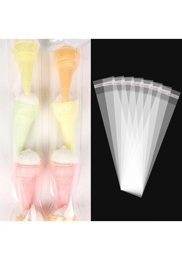 Leezsing 100 Adet 5x25 Cm Şeffaf Opp Longluğun, Otomatik Yapışkan Kenar, İnce Paketleme Torbaları Şeffaf