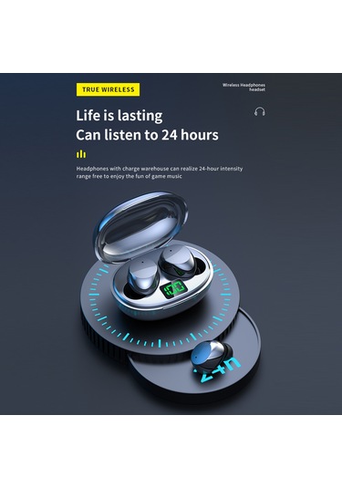 Vkemall K20 Yeşil Kablosuz Kulak İçi Bluetooth 5.3 Kulaklık, Akıllı Sayım Ekranı, Uzun Pil Süresi, İş İletişimi İçin