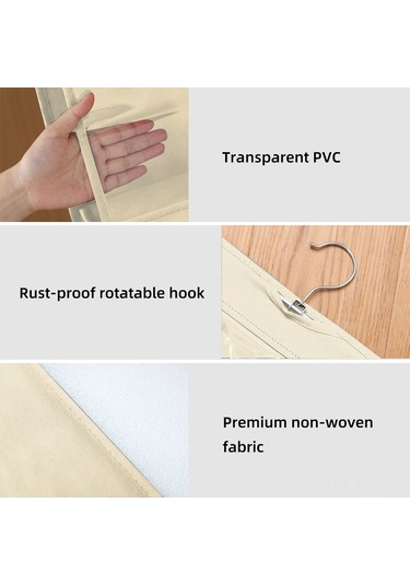 Hfambition Bej 4 Katlı 8 Cepli Çanta Düzenleyici, Duvar Takılı Gardırop Organizasyonu, Transparent Pencereli, Dayanıklı Non-woven Malzeme İle Çanta Saklama Çantası Bej