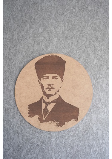 Ahşap Duvar Tablosu Gazi Mustafa Kemal Atatürk Portresi Tablosu Dekoratif Duvar Dekoru 32x32