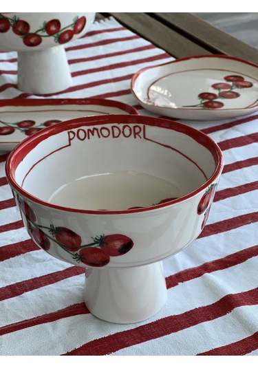 Pomodori Domates Desenli Seramik Meyvelik 17 Cm Çok Renk