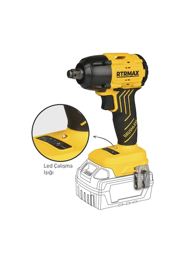 Rtrmax RTS5030B Şarjlı Somun Sıkma Makinası Kömürsüz 1/2'' 350 Nm - Akü Hariç