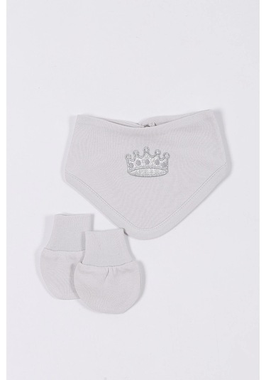 Nakış Desenli Müslin Erkek Bebek Hastane Çıkışı Bebek Kıyafetleri Yenidoğan Hastane Çıkış Seti 5 Li Gri