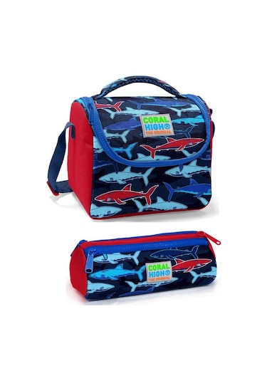 Coral High Erkek Çocuk Lacivert Kırmızı Köpekbalığı Beslenme Çantat