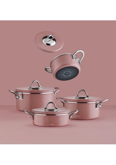 Neva N2981 Sweet Premıum Rose Chocolate Graye Tencere Seti