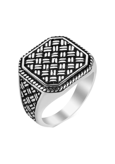 Hasır Örgü Tasarım 925 Ayar Gümüş Yüzük