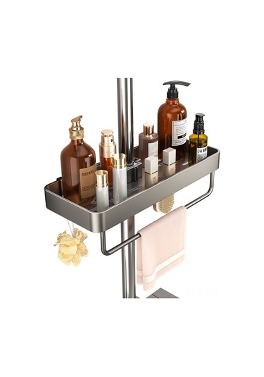 Fosenze Banyo Duş Demiri Tutucu, Tek Katlı Tabaklı, Delme Yok Kurulum, Uzay Alüminyum Malzeme, Gri Rengi, Global Piyasa Uyumlu Diğer