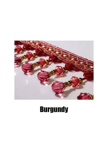 Bordo Kabak Boncuk Kırpma Dantel Püskül Saçak Trim Dıy Perde Perdelik Dikiş Dekorasyon Aksesuarları