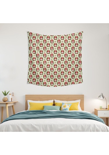 Noel Desenli 50x50 İnç Kare Duvar Halısı, Oturma Odası, Yatak Odası Ve Genç Odası İçin-a160