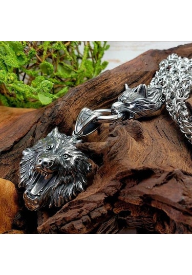 Vintage Gotik 316l Paslanmaz Çelik İskandinav Viking Odin Kurt Başkanı Kolye Ve Fenrir Kurt Erkek Muska Kurt Çelik Kolye 56458297 Çok Renkli