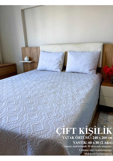 Çift Kişilik Yatak Örtüsü Gri