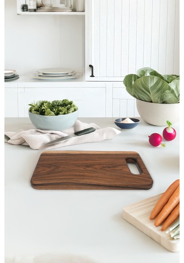 Yekpare Masif Ahşap Sunum Tahtası Kesme Tahtası Ceviz Medium 4