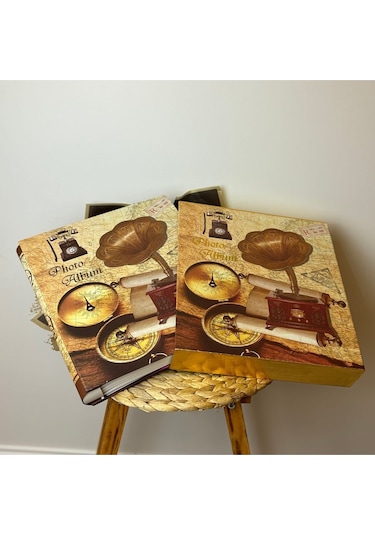 Rabsev Rs21 Fotoğraf Albümü 10x15cm 600 Lük Gramafon Desenli Kutulu Yatay Dikey Modeli
