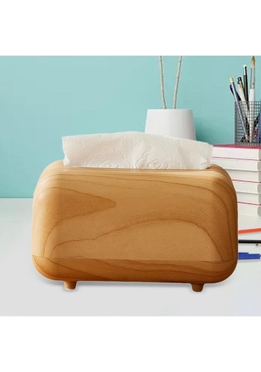 Pazly Suntek Ahşap-rengi Peçete Mendil Kutusu Kapağı Ev Dekoru Jr Ahşap