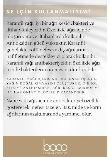 Boco Born In Cosmetics Karanfil + Nane %100 Saf Uçucu Yağı 2 x 10 ML