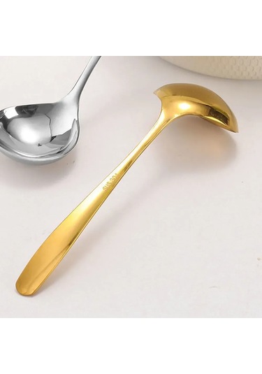 Xiyyadms 2 Adet Büyük Boy Altın Renkli Uzun Saplı Çorba Kaşığı Altın