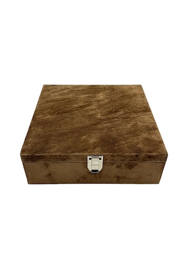 Saat Kutusu 9 Lu Kapalı Alkantara Kahve Siyah