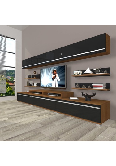 Decoraktiv Ekoflex 8y Mdf Tv Ünitesi Tv Sehpası Ceviz - Siyah