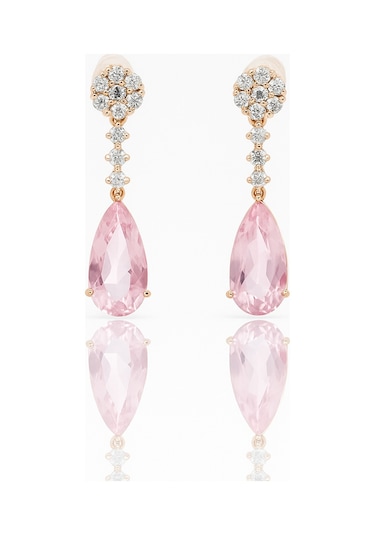 18k Rose Gold Plated Fiore Rosa Drop Küpe Gold