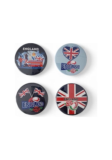 İngiltere Magnet Set 1 - 4'lü Buzdolabı Magnet England Karışık Renkli