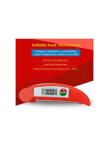 Neevoyu 304 Paslanmaz Çelik Prob, Hızlı Ölçüm, Led Ekranlı, Çevrilebilir Gıda Termometresi -50 C/+300 C Aralığı