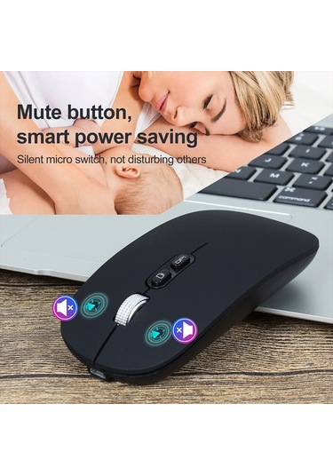 Springsun M103 Şarj Edilebilir Kablosuz Fare 2.4g Kablosuz Fare Ultra İnce Sessiz Fare 3 Ayarlanabilir Dpı Dahili 500mah Pil Siyah