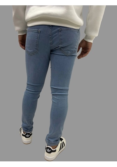 Erkek Dar Paça Düz Newone Buz Mavi Kot Pantolon Buz Mavi