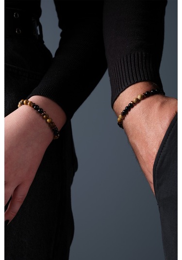 Ssilhoutte Doğaltaş Sertifikalı Çift Doğal Taş Kadın Erkek Bileklik Kombin Onix Taşı Jasper Hematit Hediye Bileklik Çok Renkli