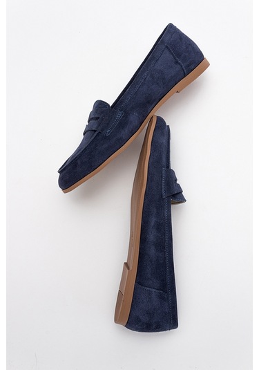 Luvishoes F02 Kot Süet Kadın Babet Mavi