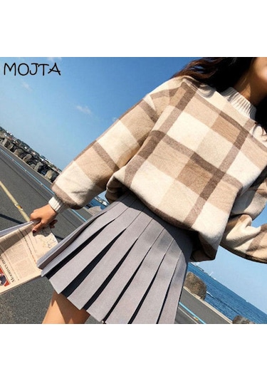 Siyah Yaz Kadın Etek Tarzı Pileli Etek Şık Öğrenci Yüksek Bel A-line Etek Kadın Siyah