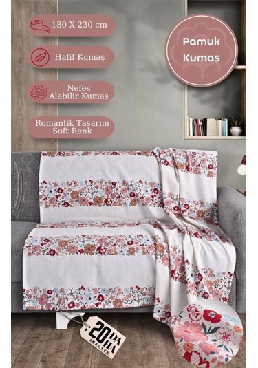 Tek Kişilik Baskılı Pike Koltuk Örtüsü Breeze 180x230 Cm Koyu Mavi