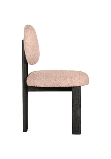 Coco İskandinav Teddy Natural Ahşap Bohem Sandalye Siyah - Krem