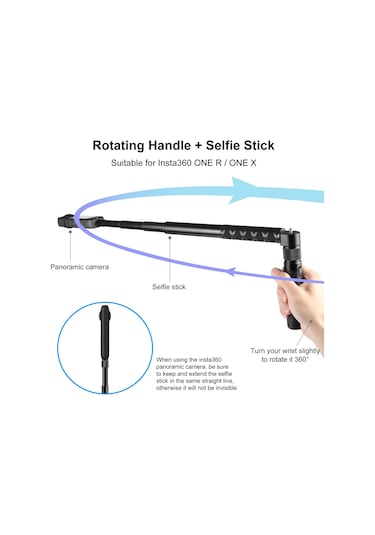 Sones Insta360 X3 / X4 Puluz Döner Saplı Masaüstü Tripod Standı Siyah