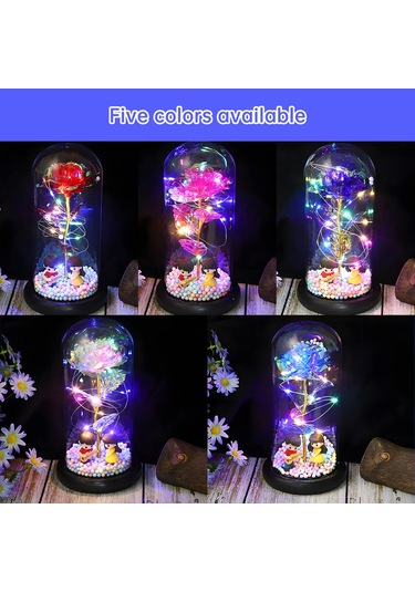 Qingmipy Renkli Işıklandırmalı Akrilik Kubbede Sonsuz Gül - Anneler Günü, Sevgililer Günü Hediyesi Beyaz