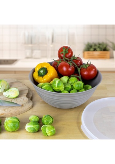 Ceronni Galaksi Desenli Kapaklı Kase 3lü Set 3lt 2lt 1lt Turkuaz Turkuaz