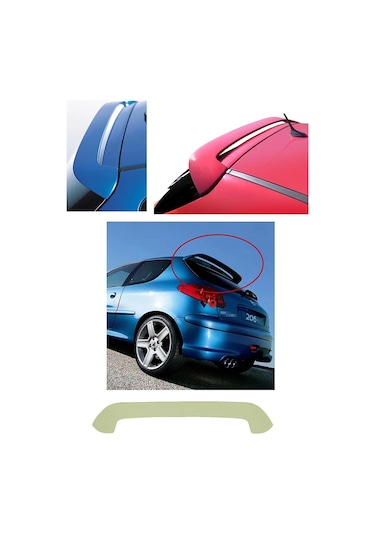 Peugeot 206 Spoyler, Abs Plastik Boyasız Arka Cam Üstü Rüzgarlık