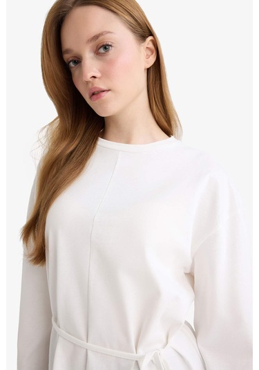 Defacto Loose Fit Bisiklet Yaka Uzun Kollu Tunik F4850ax25auer105 Ekru