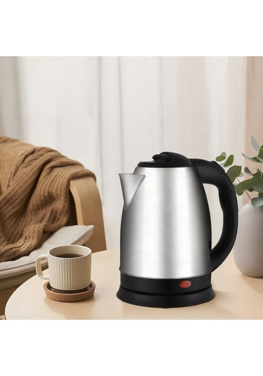 Hangfox 1.8l Paslanmaz Çelik Elektrikli Su Kaynagi 1500w Hizli Isitma Sicaklik Kontrolu Kuru Isitma Koruma Ev Kullanimi Fincan Gumus Siyah, 220v Avrupa Tipi Çok Renkli