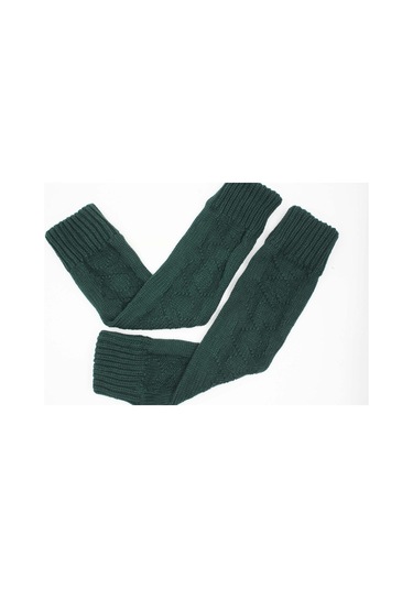 Kadın Yün Kışlık Dizlik Tozluk Çorap Yeşil
