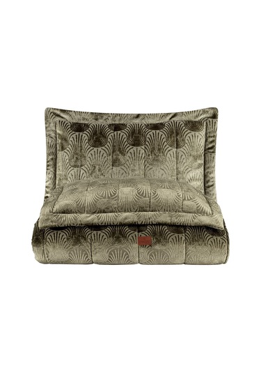 Lucianna Jakar Kadife Çift Kişilik Yatak Örtüsü Takımı Sage Bej