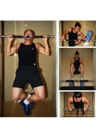 Çift Süngerli Ayarlanabilir Barfiks Demiri 60 - 100 CM Gri