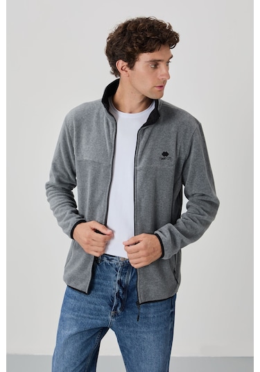 Standart Kalıp Dik Yaka 2li Paket Siyah-gri Melanj Erkek Polar Sweatshirt - 87992 Siyah - Gri