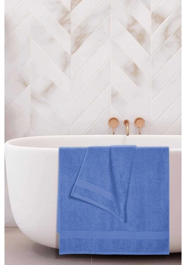 2 Li Banyo Havlu Takımı %100 Pamuklu Dry Mavi Çok Renkli