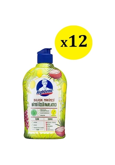 Highgenic Bitki Özlü Bulaşık Makinesi Parlatıcı 12 x 500 ML